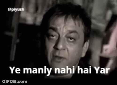 A Black And White Photo Of A Man With A Caption That Says Ye Manly Nahi Hai Yar GIF