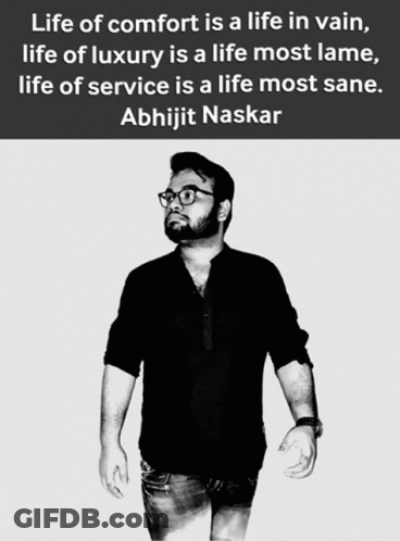 A Black And White Photo Of A Man With A Quote About Comfort GIF
