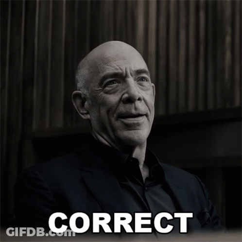 A Black And White Photo Of A Man With Correct Written In White GIF