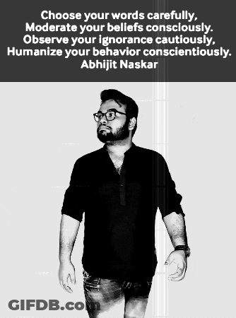 Black And White Photo Of Man With Glasses And Quote GIF