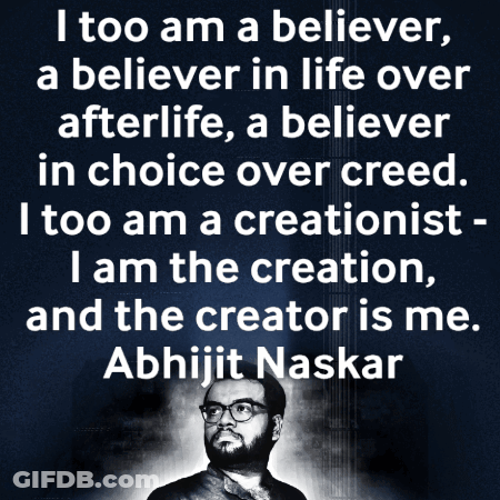 A Black And White Photo Of A Man With Glasses And A Quote By Abhijit Naskar GIF
