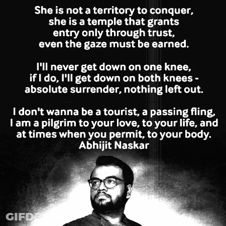 A Black And White Photo Of A Man With Glasses And A Quote From Abhijit Naskar GIF