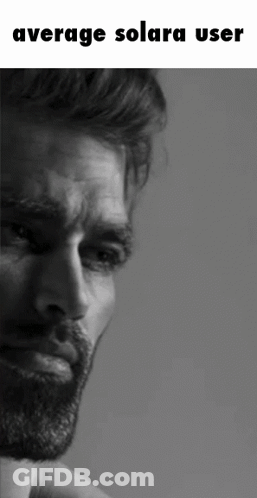 A Black And White Photo Of A Man With The Words Average Solara User Written Above Him GIF