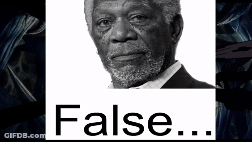 A Black And White Photo Of A Man With The Words " False " Below It GIF