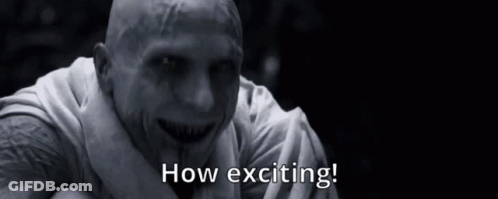 A Black And White Photo Of A Man With The Words How Exciting Written Below Him GIF