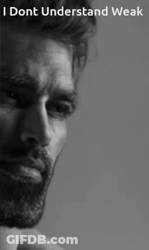 A Black And White Photo Of A Man With The Words I Dont Understand Weak On The Bottom GIF