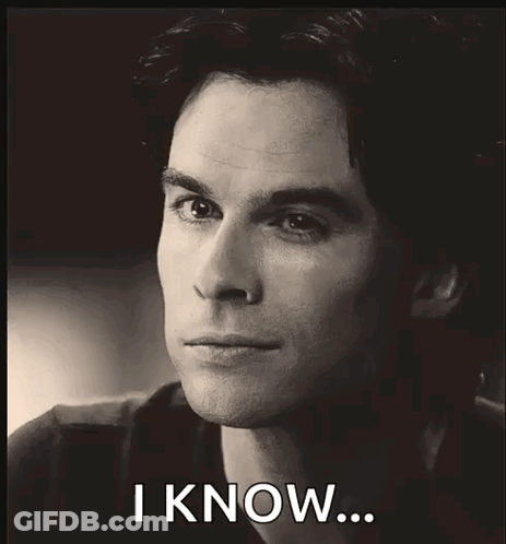 A Black And White Photo Of A Man With The Words " I Know " Below Him GIF