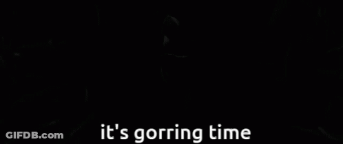 A Black And White Photo Of A Man With The Words " It 'S Gorring Time " GIF