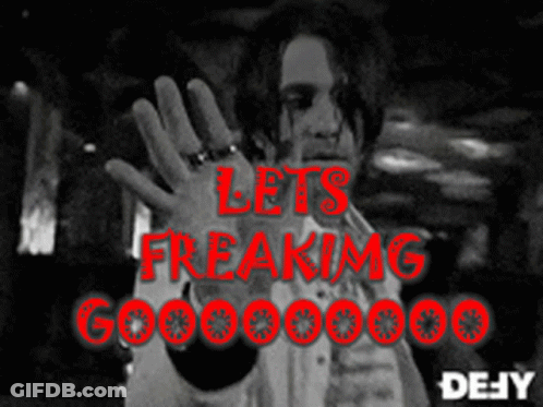 A Black And White Photo Of A Man With The Words Lets Freaking Go GIF