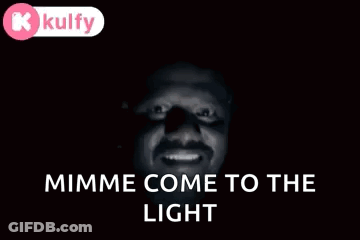 A Black And White Photo Of A Man With The Words " Mime Come To The Light " On The Bottom GIF