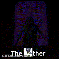 A Black And White Photo Of A Man With The Words " The Other True " Written Below It GIF