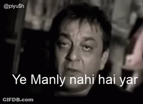 A Black And White Photo Of A Man With The Words Ye Manly Nahi Hai Yar Written Below Him GIF