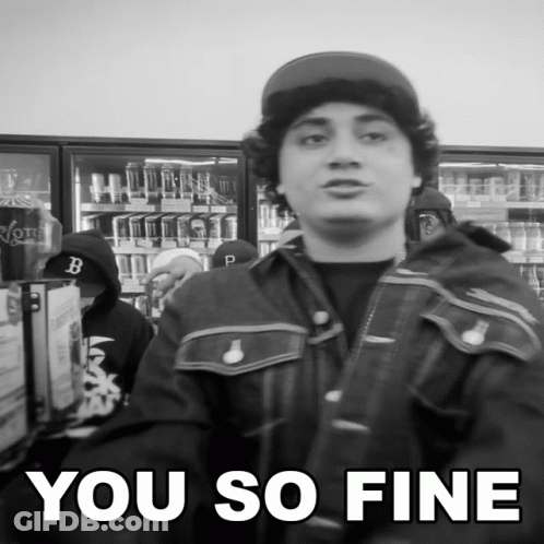 A Black And White Photo Of A Man With The Words " You So Fine " On The Bottom GIF