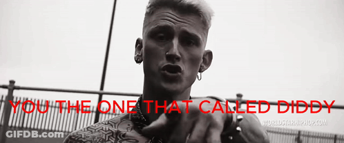 A Black And White Photo Of A Man With The Words You The One That Called Diddy On The Bottom GIF