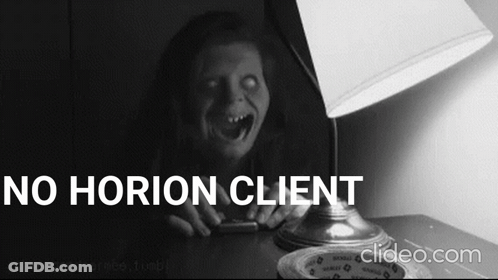 A Black And White Photo Of A Monster With The Words " No Horion Client " On The Bottom GIF