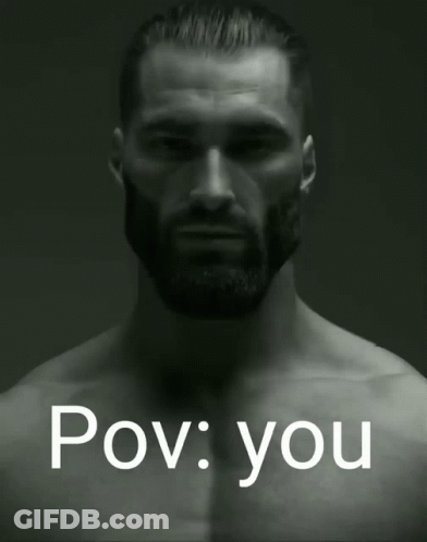 A Black And White Photo Of A Muscular Man With The Caption Pov You GIF