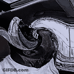 A Black And White Photo Of A Person 'S Face With A Swirl In The Middle GIF