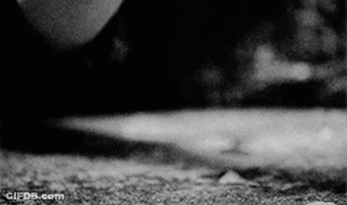 A Black And White Photo Of A Person 'S Feet On A Concrete Surface . GIF
