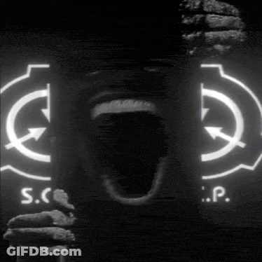 Black And White Photo Of Screaming Person In Front Of SCP Logo GIF