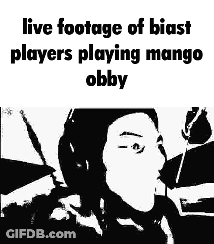 A Black And White Photo Of A Person Wearing Headphones Playing Mango Obby . GIF