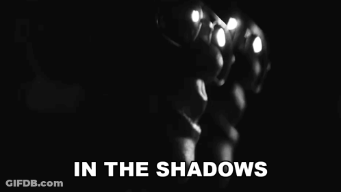 A Black And White Photo Of A Person With The Words In The Shadows Below Them GIF
