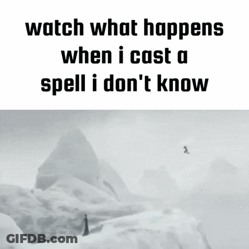 A Black And White Photo Of A Person With The Words Watch What Happens When I Cast A Spell I Don 'T Know GIF
