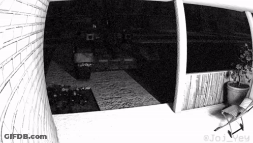 A Black And White Photo Of A Porch With The Hashtag @Joi_rey On The Bottom Right GIF