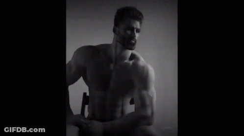 A Black And White Photo Of A Shirtless Man With The Caption `` Pov : Mr Eyes '' GIF