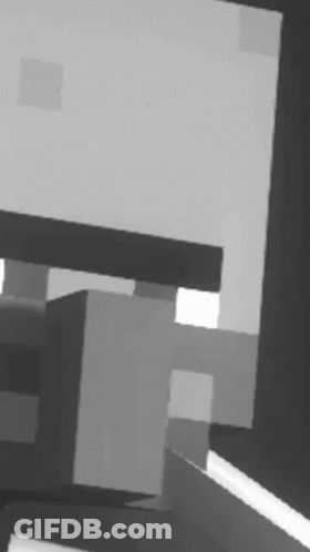 A Black And White Photo Of A Skeleton In A Minecraft Game . GIF