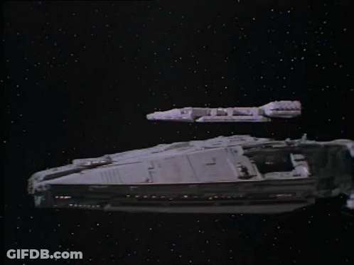 Black And White Space Ship Photo GIF