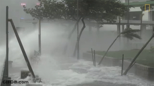 A Black And White Photo Of A Storm With A Yellow N On The Bottom Right GIF