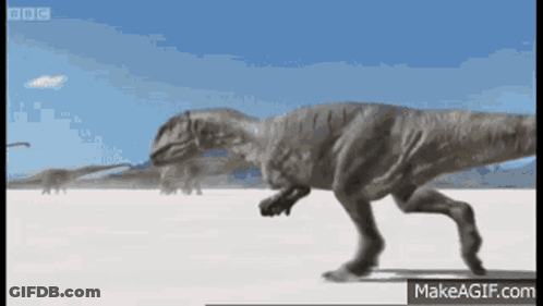 A Black And White Photo Of A T-Rex Running On A Makeagif.com Page GIF