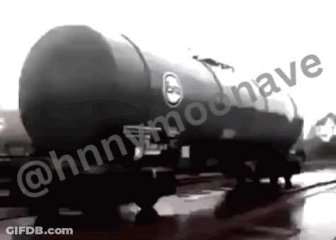A Black And White Photo Of A Tanker Truck With The Hashtag @Hnnymoonave On The Bottom GIF