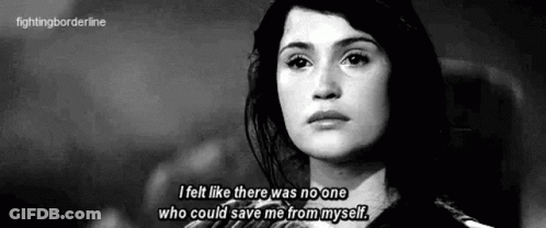 A Black And White Photo Of A Woman Crying And A Quote . GIF