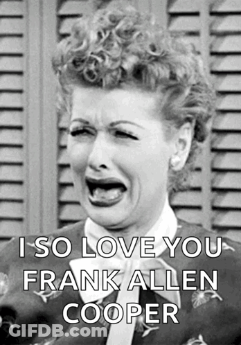 A Black And White Photo Of A Woman Crying With The Words I So Love You Frank Allen Cooper GIF