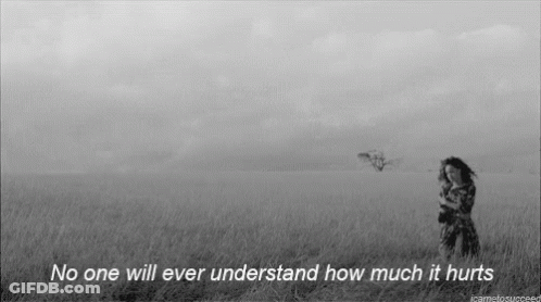 A Black And White Photo Of A Woman In A Field With A Quote . GIF