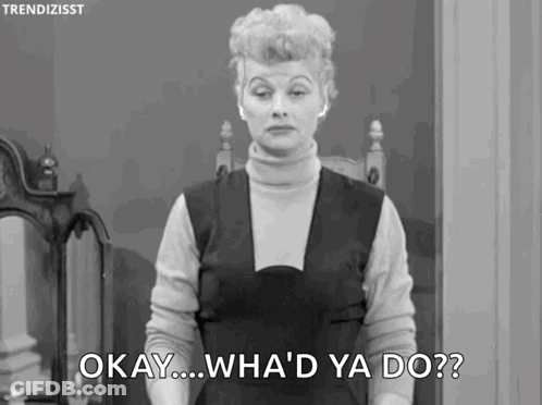 A Black And White Photo Of A Woman Standing In Front Of A Mirror And Saying `` Okay ... Wha 'D Ya Do ? '' GIF