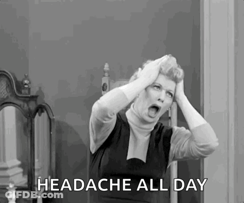 A Black And White Photo Of A Woman With A Headache . GIF