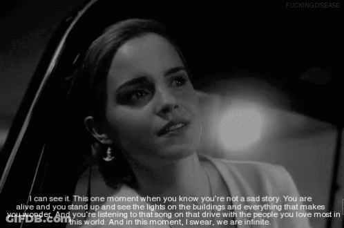 A Black And White Photo Of A Woman With A Quote On The Bottom GIF
