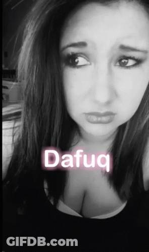 A Black And White Photo Of A Woman With The Word Dafug Written On It GIF