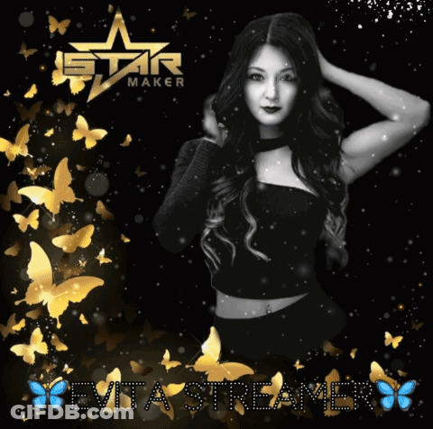 A Black And White Photo Of A Woman With The Words " Star Maker " On The Bottom GIF