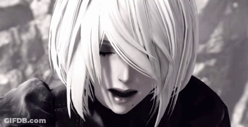 A Black And White Photo Of A Woman With White Hair And Black Clothes . GIF