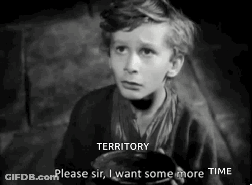 A Black And White Photo Of A Young Boy Asking For Some More Time . GIF