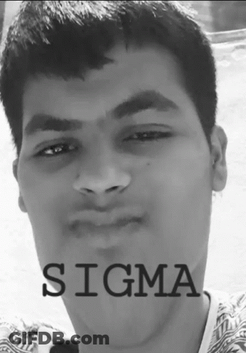 A Black And White Photo Of A Young Man With The Word Sigma On The Bottom Right GIF