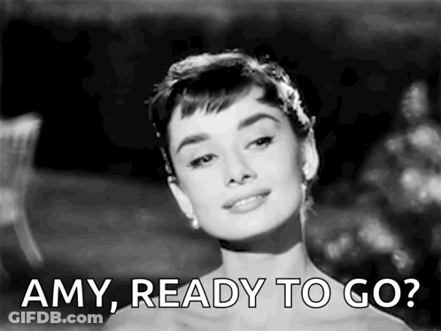 Black And White Audrey Hepburn Photo Amy Ready To Go GIF