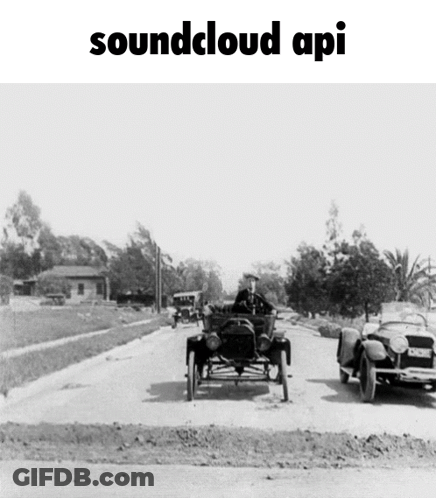 A Black And White Photo Of Cars On A Road With The Words Soundcloud Api On Top GIF
