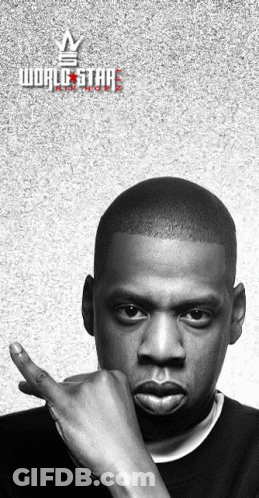 A Black And White Photo Of Jay Z With The Words World Star Written On The Bottom GIF