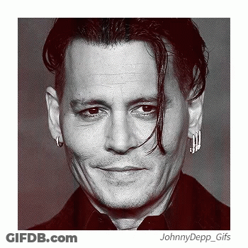 A Black And White Photo Of Johnny Depp With The Caption Johnny Depp GIF