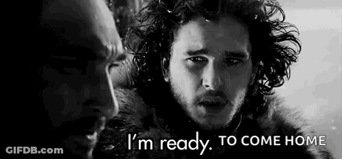 A Black And White Photo Of Jon Snow From Game Of Thrones . GIF