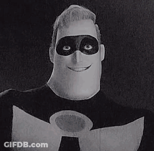 A Black And White Photo Of Mr. Incredible From The Movie Mickey Mouse GIF